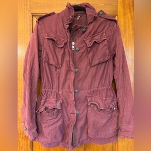 Free People | Not Your Brothers Surplus Utility Jacket in Burgundy | Size XS